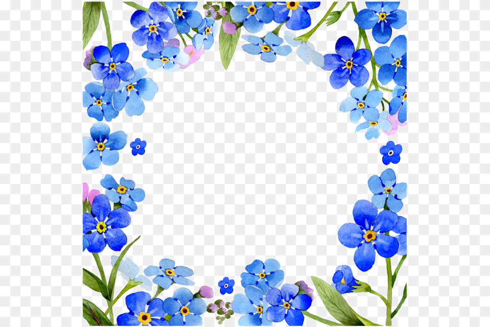 Transparent Rustic Flower Clipart Marco De Flores Azules, Anemone, Petal, Plant, Geranium Free Png