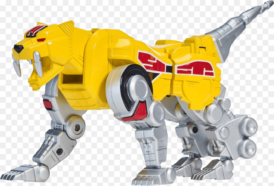 Transparent Saber Tooth Tiger Power Rangers Mighty Morphin Yellow Ranger Zord, Toy, Robot, Machine, Wheel Free Png