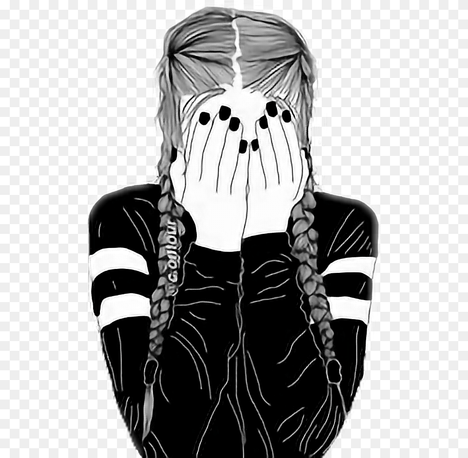 Transparent Sadness Inside Out Girl With Braids Drawing, Book, Comics, Publication, Person Png