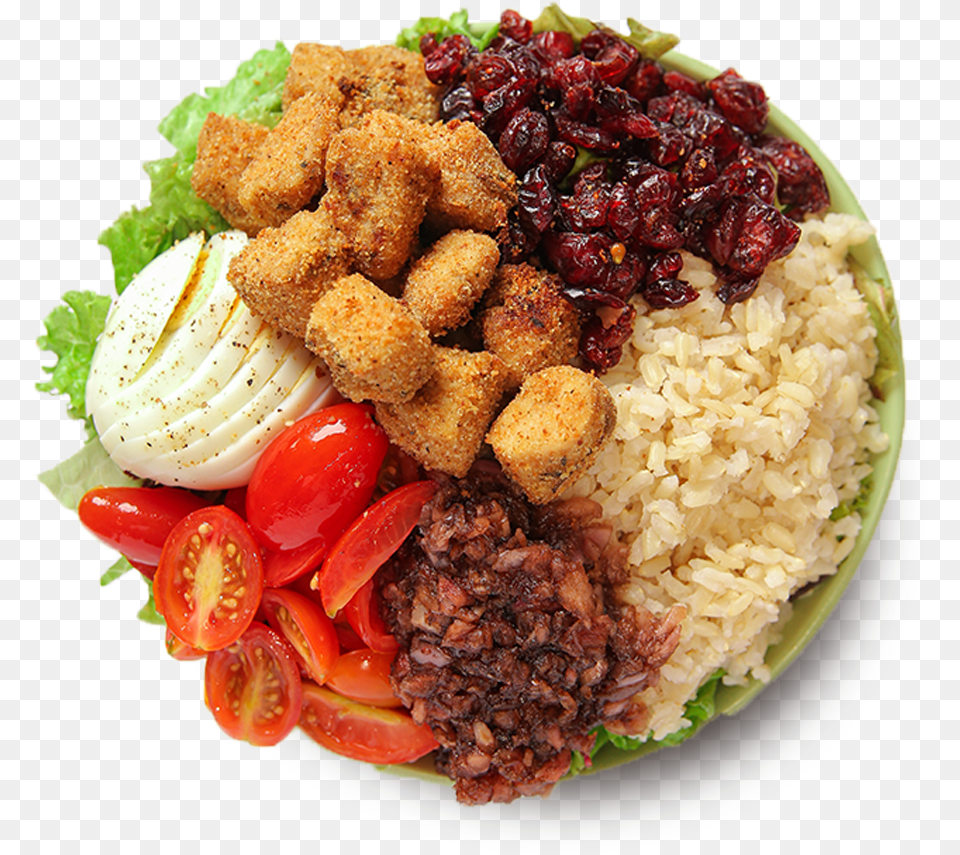 Transparent Salad Bowl Steamed Rice, Dish, Food, Meal, Platter Png Image