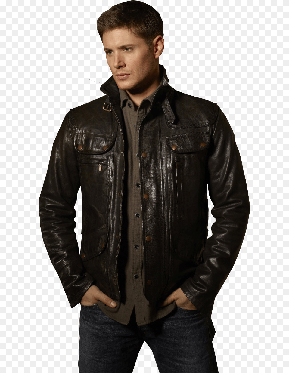 Sam And Dean Jensen Ackles Leather Jacket, Clothing, Coat, Adult, Man Free Transparent Png