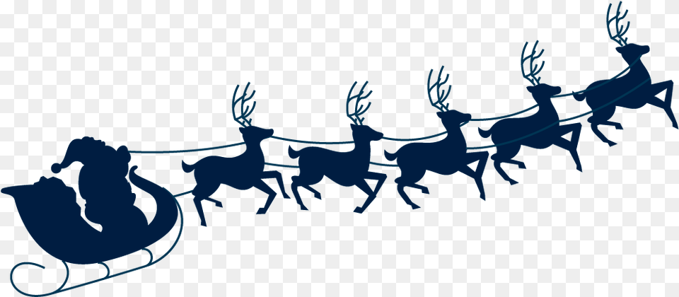 Santa And Reindeer Silhouette Santa Sleigh Silhouette Outdoors, Nature, Person, Snow Free Transparent Png