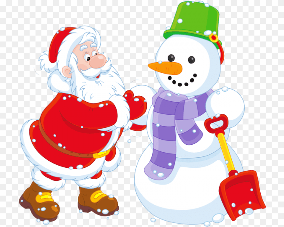 Transparent Santa And Snowman Clipart Snowman And Santa, Nature, Outdoors, Winter, Snow Png Image