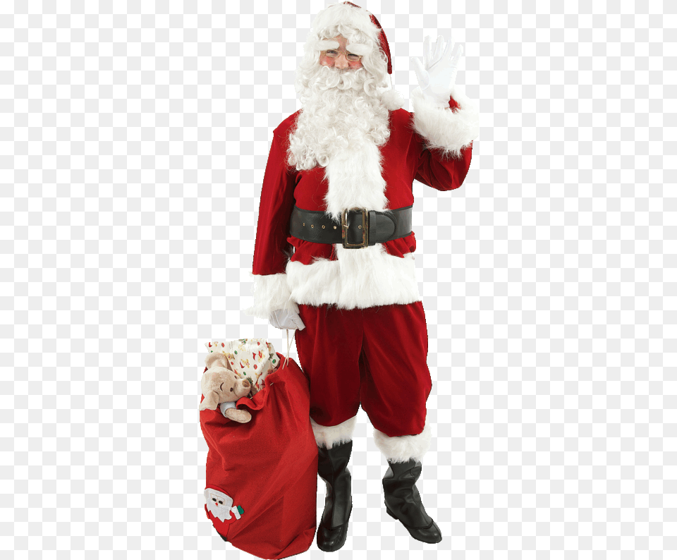Transparent Santa Claus Costume Santa Suit Christmas Santa Claus, Person, Toy, Teddy Bear, Clothing Free Png Download