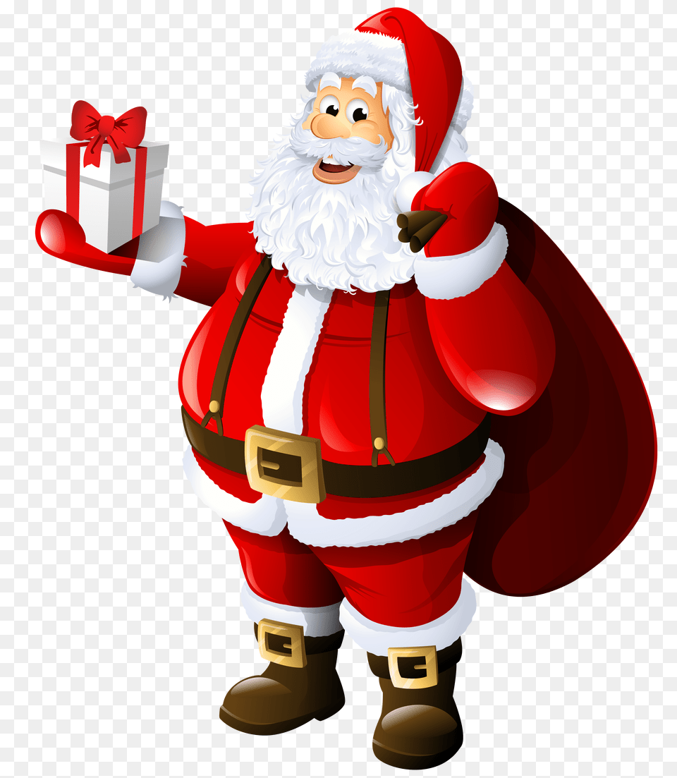Transparent Santa Claus With Gift, Elf, Baby, Person Png