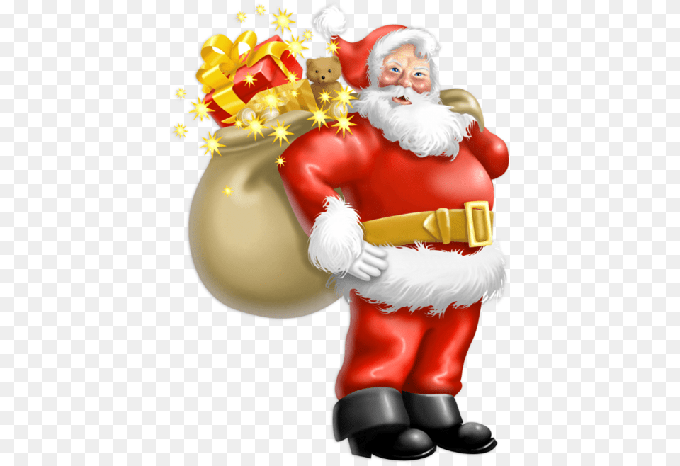Transparent Santa Claus With Gifts C Santa Claus Merry Christmas, Baby, Person, Face, Head Free Png Download