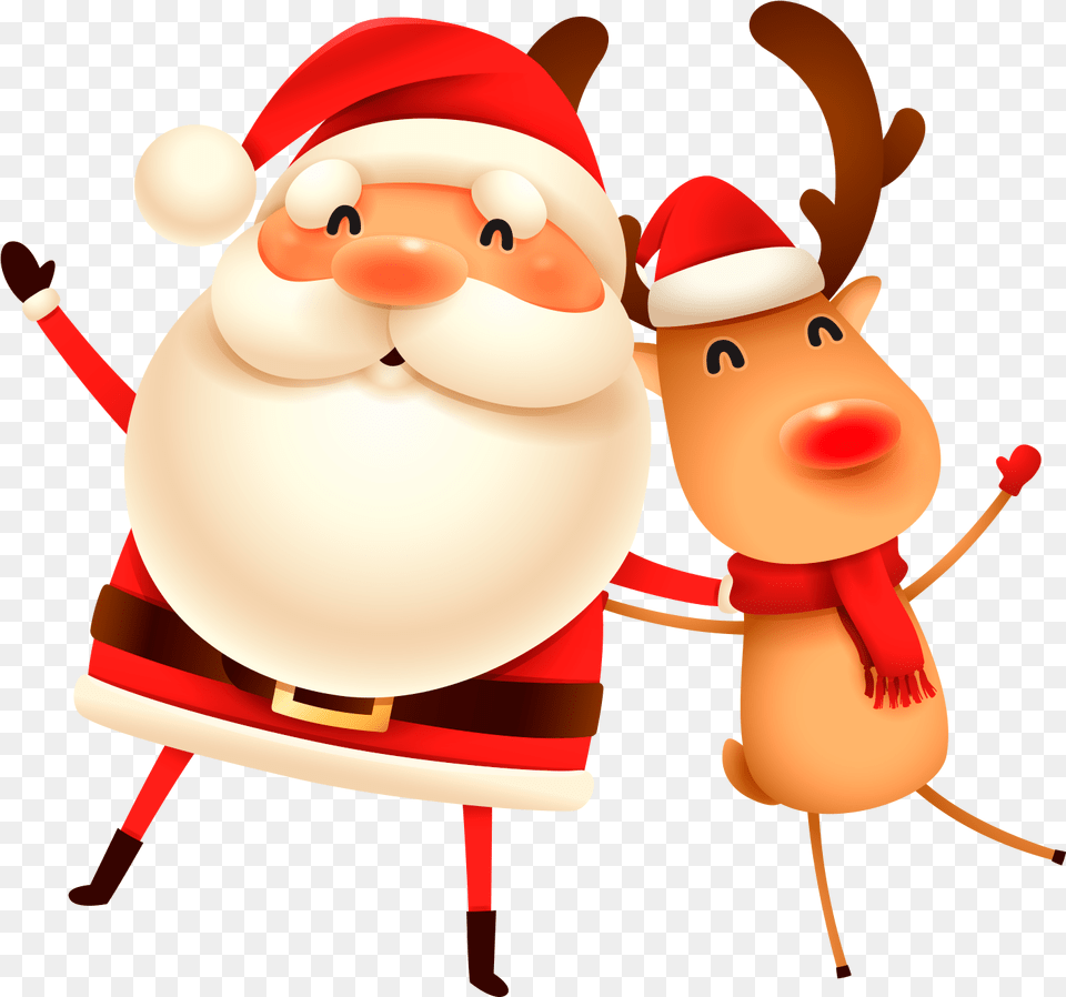 Transparent Santa Reindeer Merry Christmas Santa Reindeer, Elf, Outdoors, Nature, Winter Free Png Download