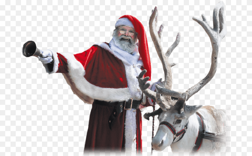 Transparent Santa Reindeer Santa Claus, Adult, Person, Man, Male Free Png Download