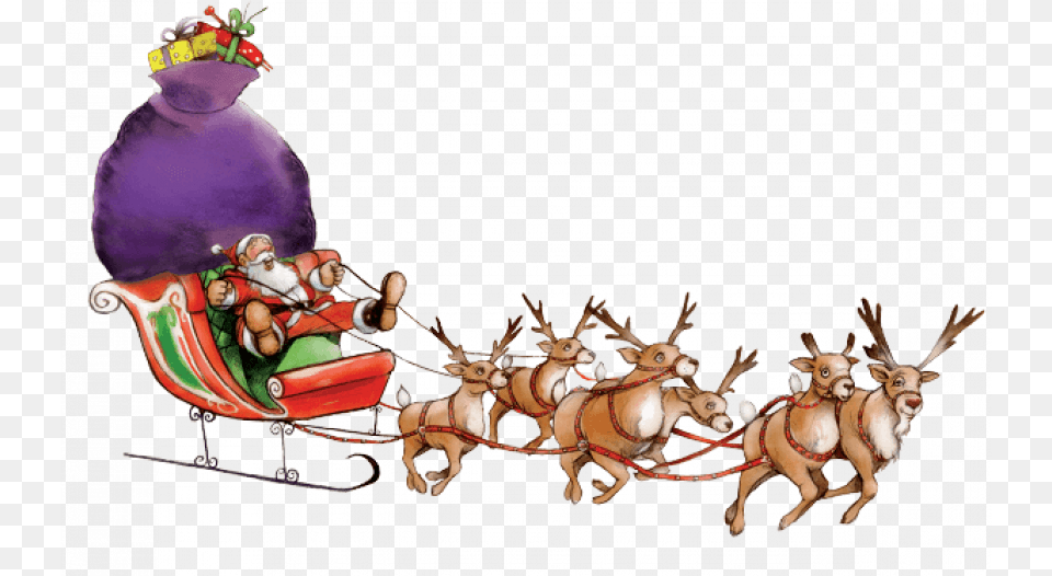 Transparent Santa Sleigh, Outdoors, Nature, Sled, Snow Png Image