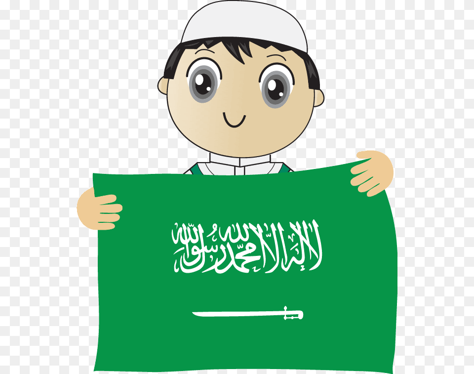 Transparent Saudi Flag Clipart Saudi Arabia Flag Cartoon, Baby, Face, Head, Person Free Png
