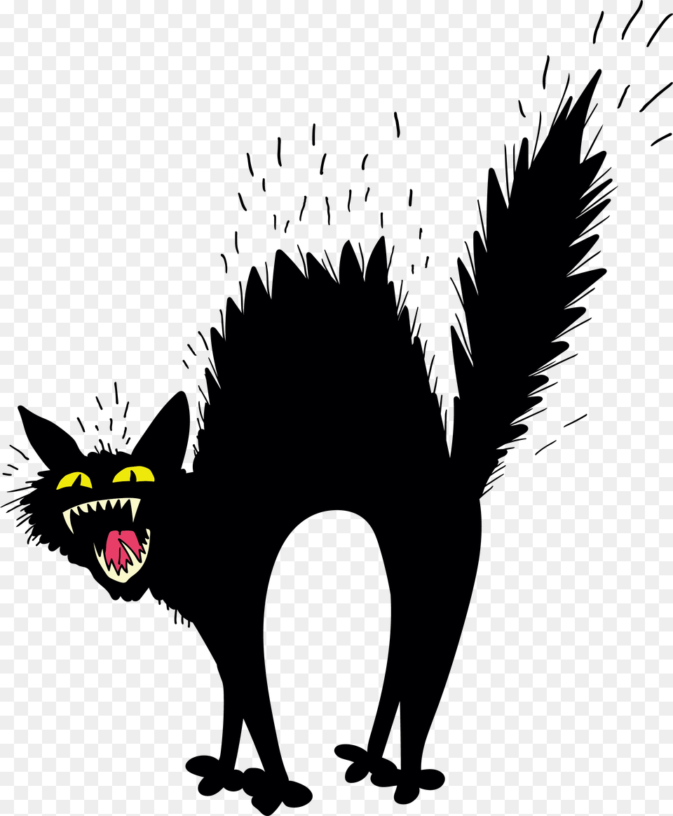 Transparent Scared Clipart Scary Black Cat Clipart, Silhouette, Stencil, Person Png Image
