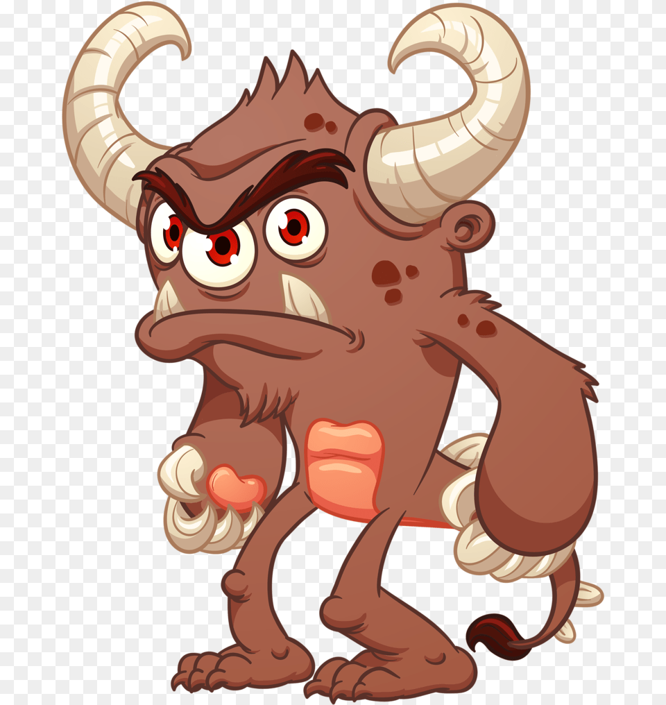 Transparent Scared Clipart Scary Cartoon Monster Transparent, Animal, Buffalo, Mammal, Wildlife Png