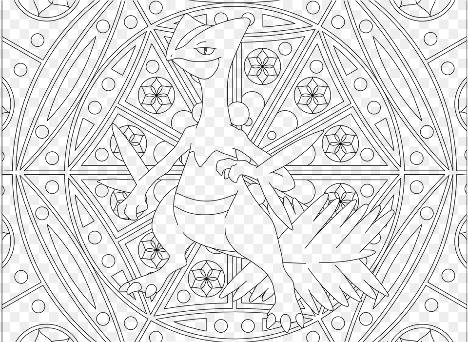 Sceptile Adult Coloring Pages Pokemon, Gray Free Transparent Png
