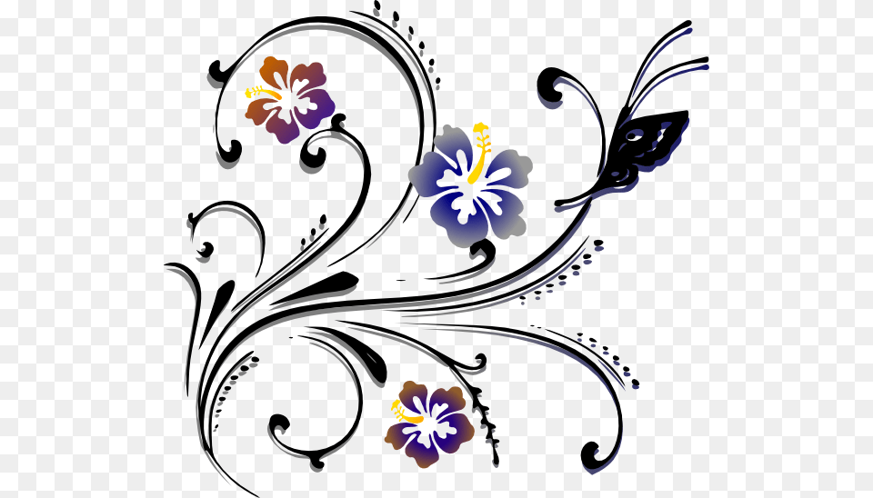 Scroll Image Butterfly And Flower Vector, Art, Floral Design, Graphics, Pattern Free Transparent Png
