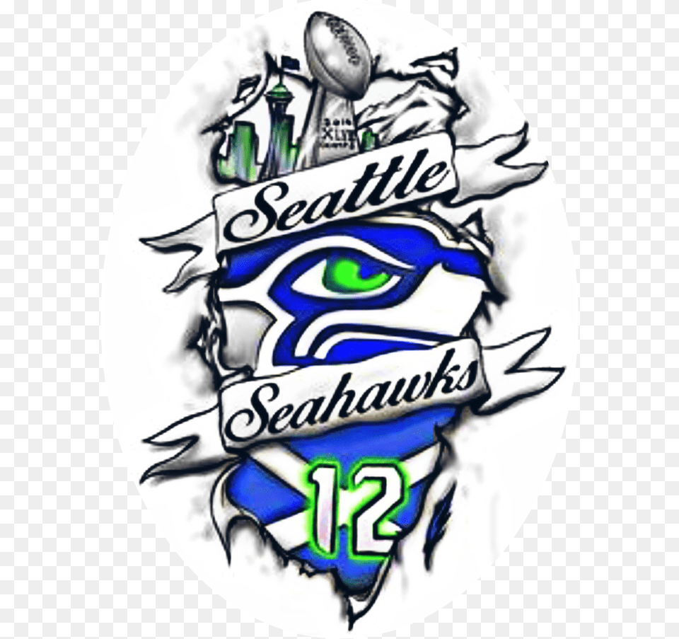 Seahawks 12 Seahawks Logo, Emblem, Symbol, Badge, Person Free Transparent Png