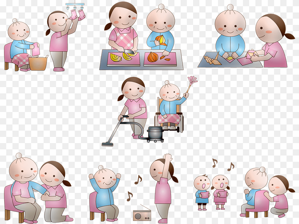 Transparent Senior Citizen Cartoon Caretaker, Book, Comics, People, Person Png Image