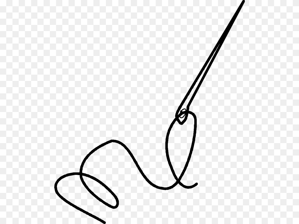 Transparent Sewing Needle And Thread, Gray Free Png Download