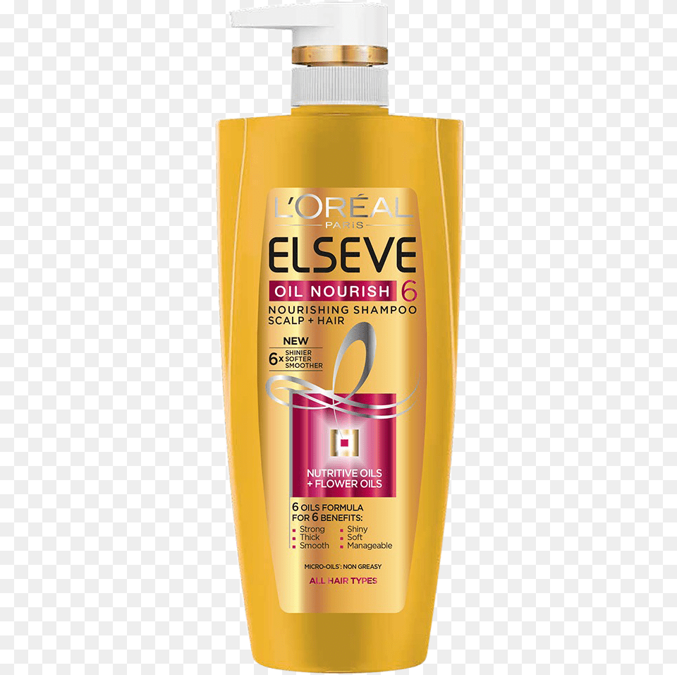 Transparent Shampoo Clipart L Oreal Elseve 6 Oil Nourish Shampoo, Bottle, Cosmetics, Sunscreen, Can Png Image