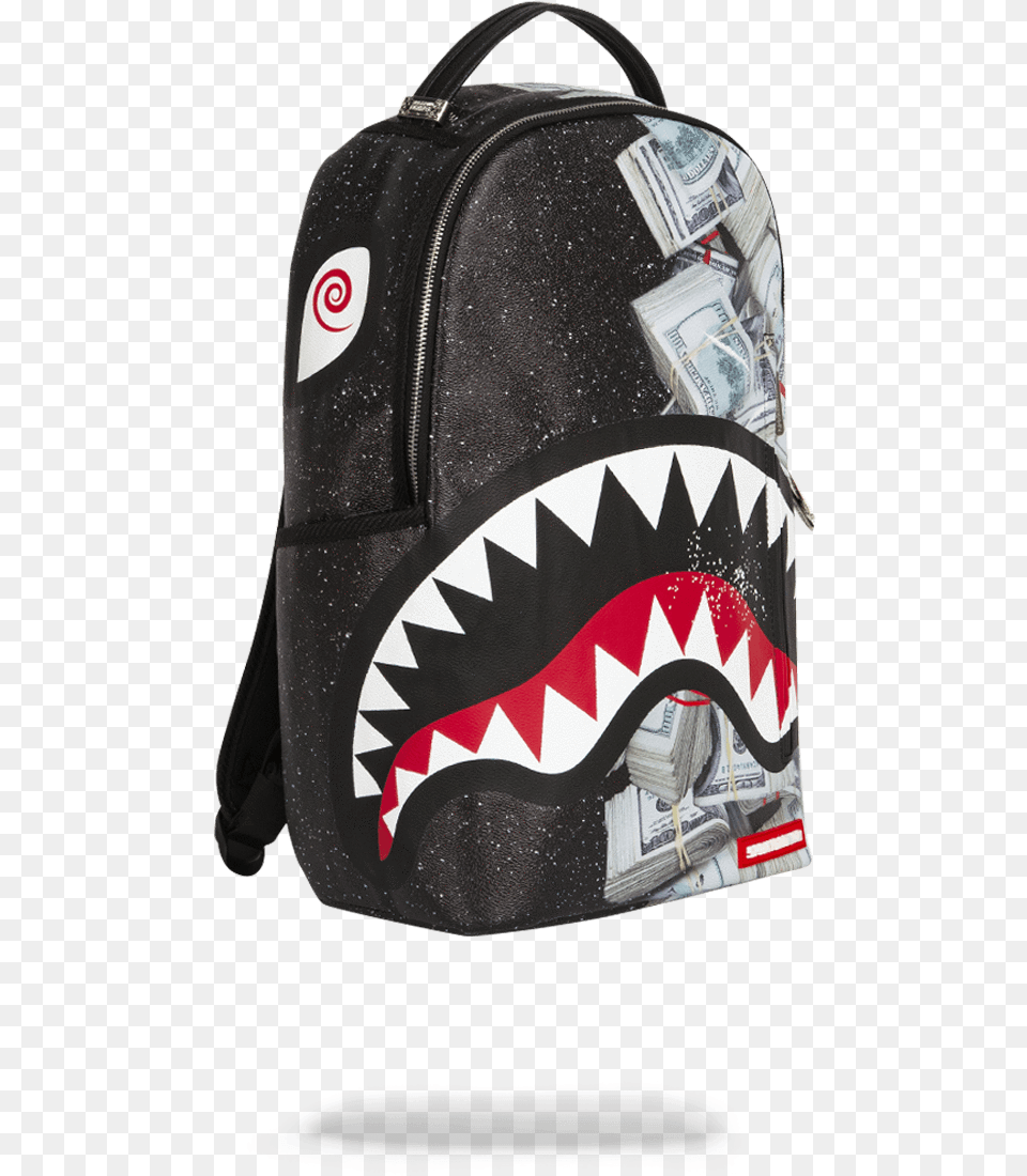 Shark Teeth Sprayground Backpack Money Powder Shark, Bag, Accessories, Handbag Free Transparent Png