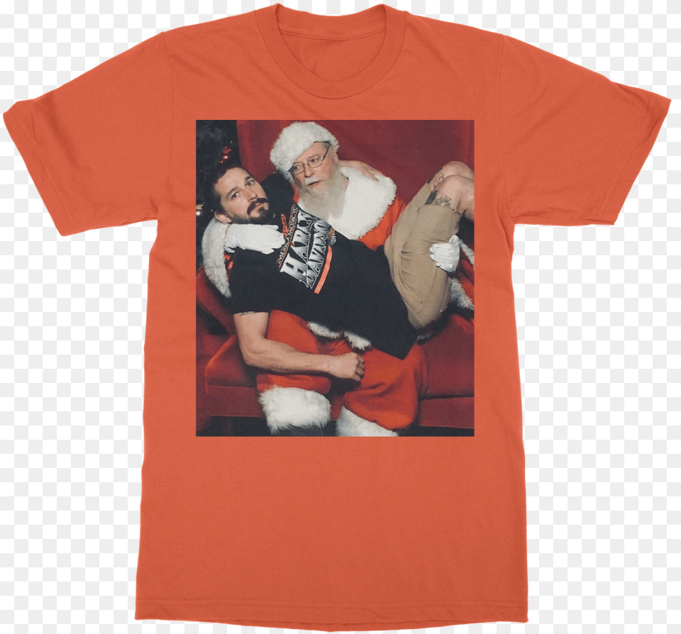 Transparent Shia Labeouf Santa Claus, T-shirt, Clothing, Shirt, Person Png