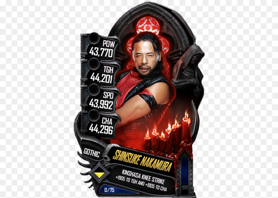 Shinsuke Nakamura Wwe Supercard Roman Reigns Gothic, Advertisement, Poster, People, Person Free Transparent Png