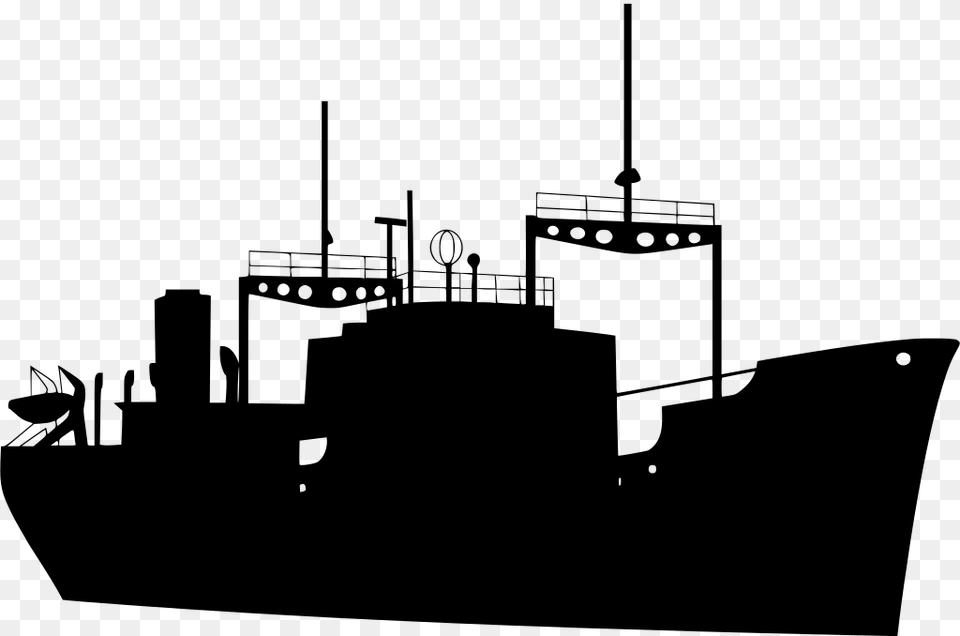 Transparent Ship Silhouette Cargo Ship Clipart, Gray Free Png Download