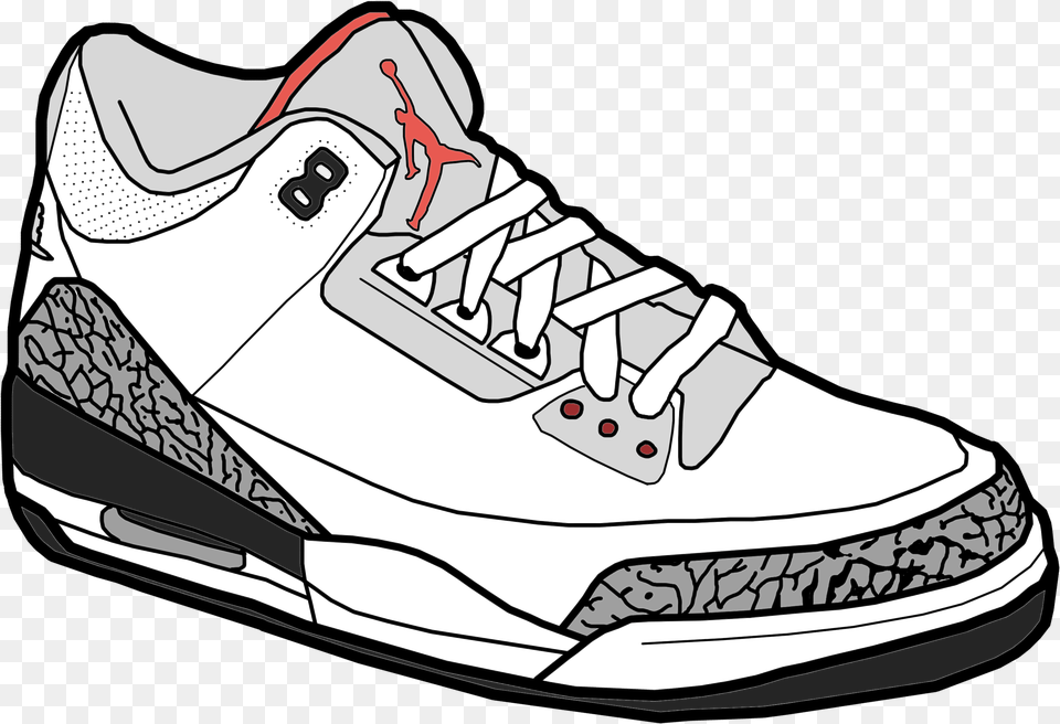 Transparent Shoe Clipart Cartoon Jordans, Clothing, Footwear, Sneaker, Running Shoe Free Png Download