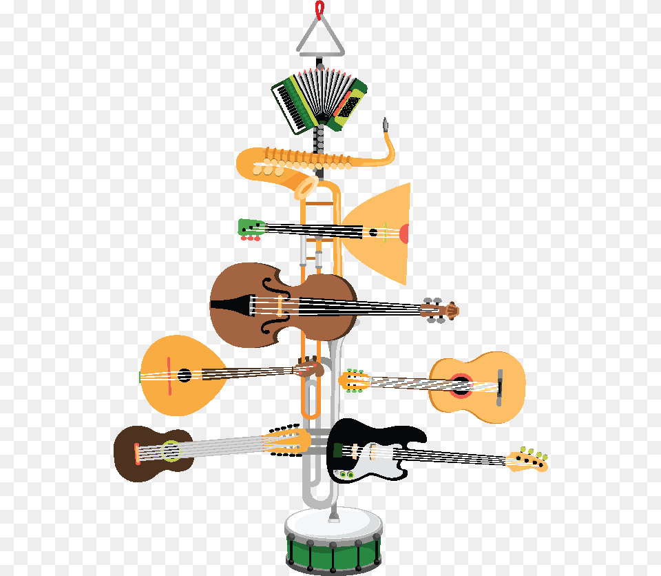 Transparent Silent Night Holy Night Clipart Musical Christmas Tree, Guitar, Musical Instrument Free Png