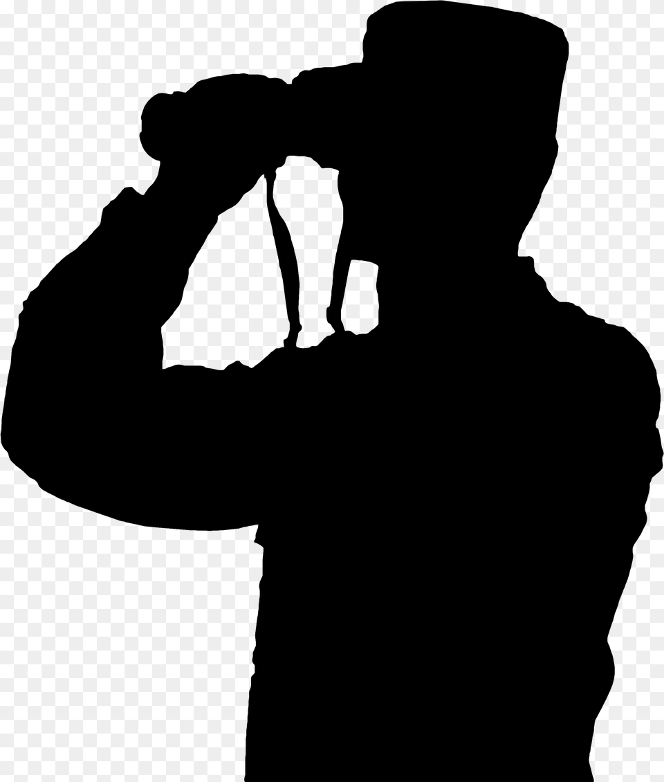 Silhouette Man Man Holding Binoculars Vector, Gray Free Transparent Png