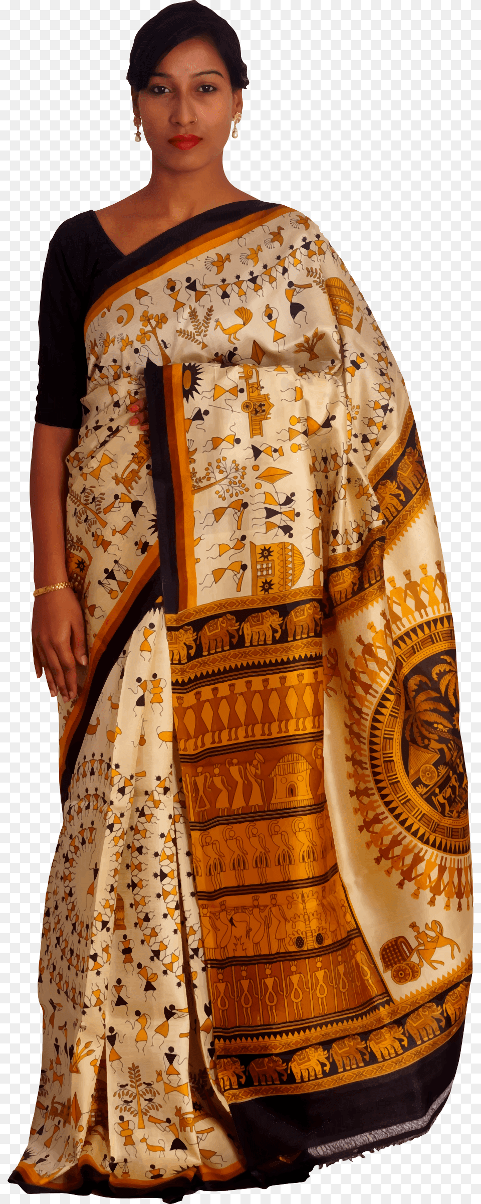 Silk Saree Sari, Clothing, Adult, Female, Person Free Transparent Png