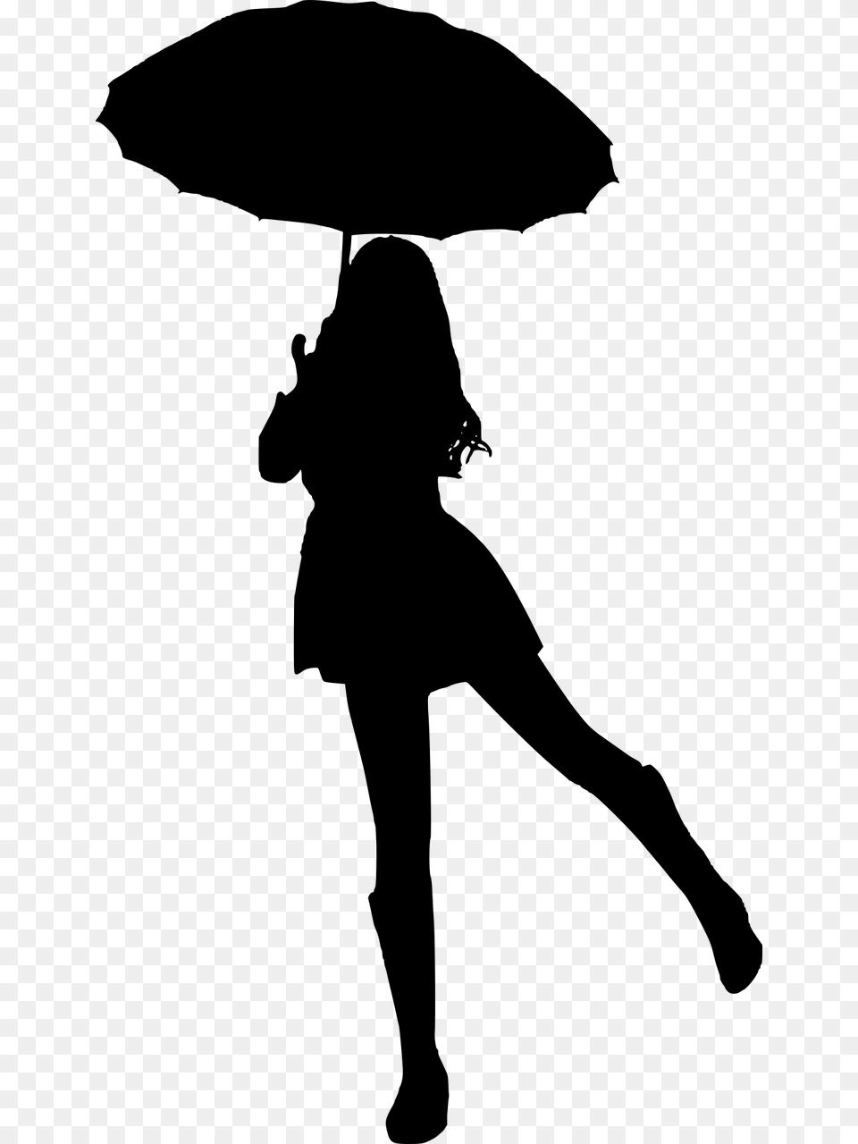 Silueta Mujer Silhouette Of Woman With Umbrella, Gray Free Transparent Png