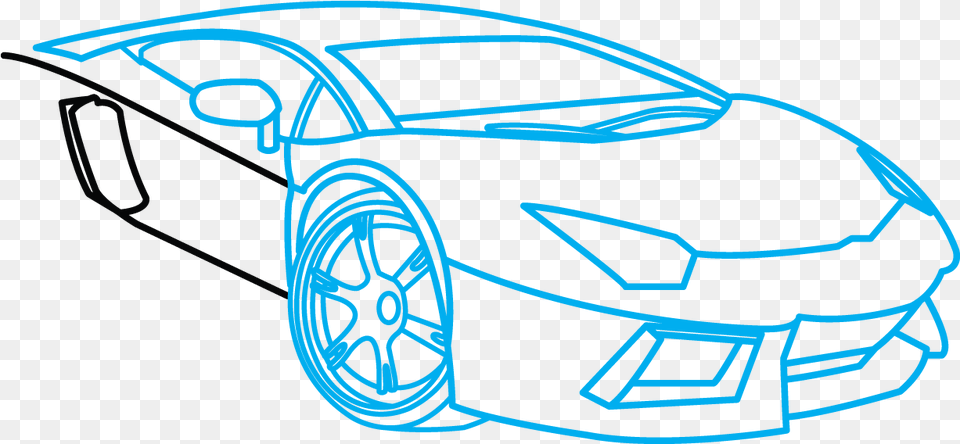 Transparent Simple Car Clipart Simple Lamborghini Aventador Drawing, Alloy Wheel, Car Wheel, Machine, Spoke Free Png Download