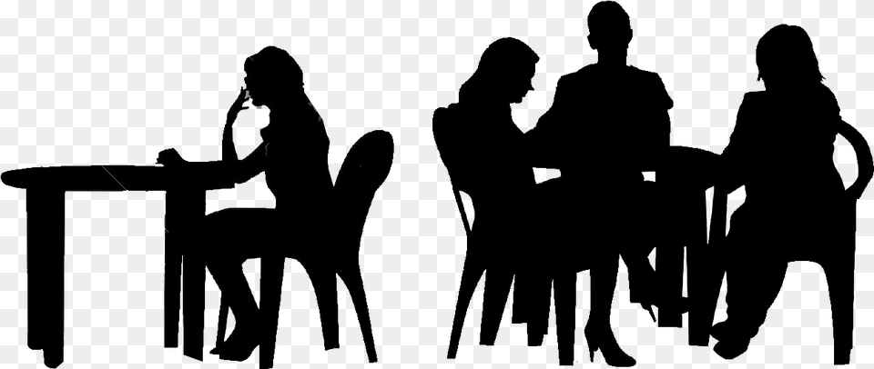 Transparent Sit At Table Clipart People Sitting On Table Silhouette, Person, Lighting Free Png