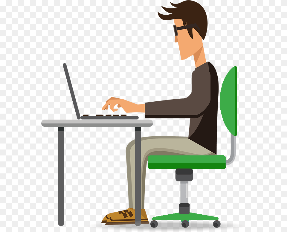 Transparent Sitting At Desk Clipart Man At Computer Clipart, Person, Electronics, Pc, Laptop Free Png