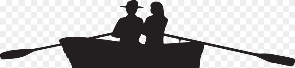 Transparent Sitting Silhouette Couple On Boat Silhouette, Oars, Paddle, Adult, Male Png Image