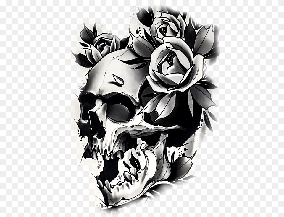 Transparent Skull And Roses, Art, Baby, Person, Drawing Png Image
