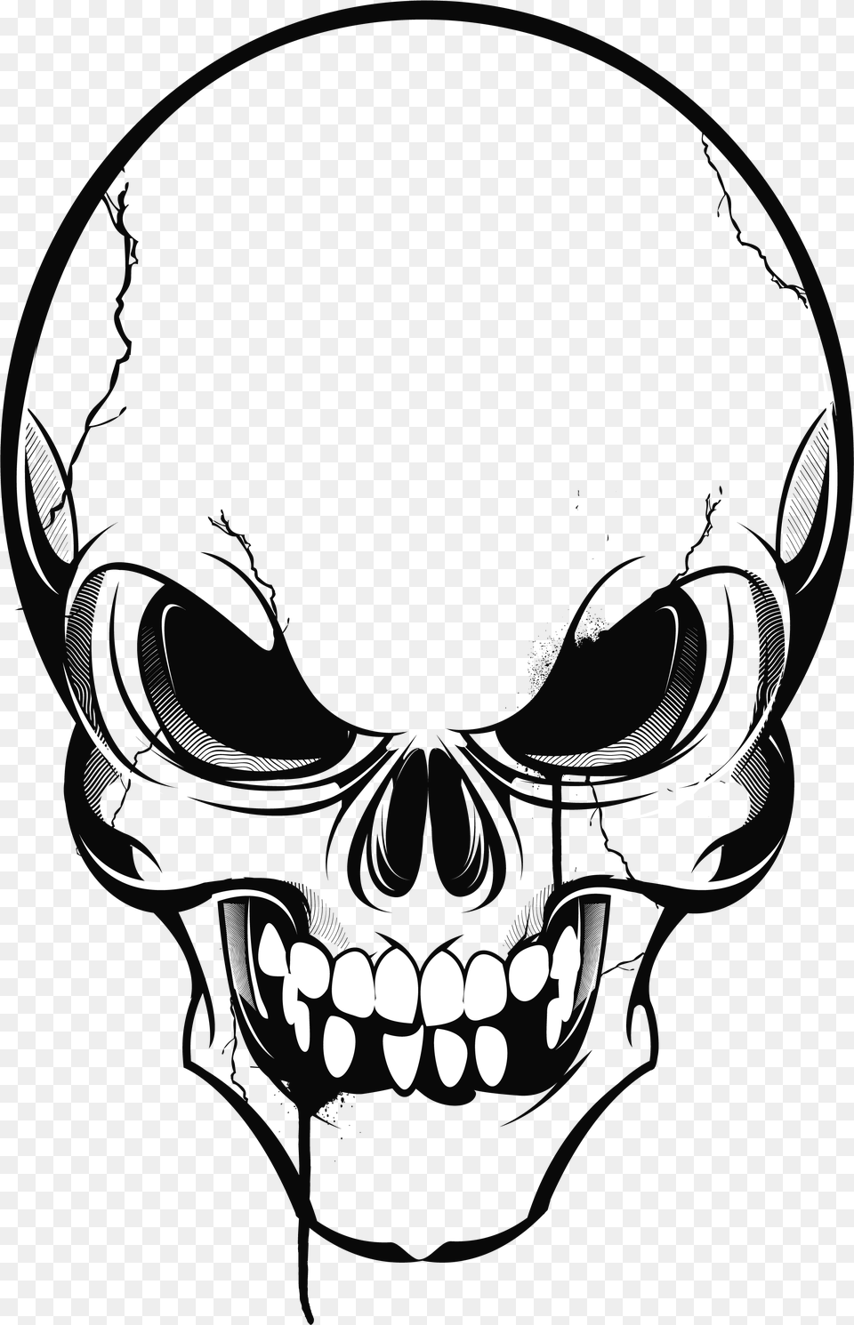 Transparent Skull Vector Black And White Skull, Body Part, Mouth, Person, Teeth Png Image