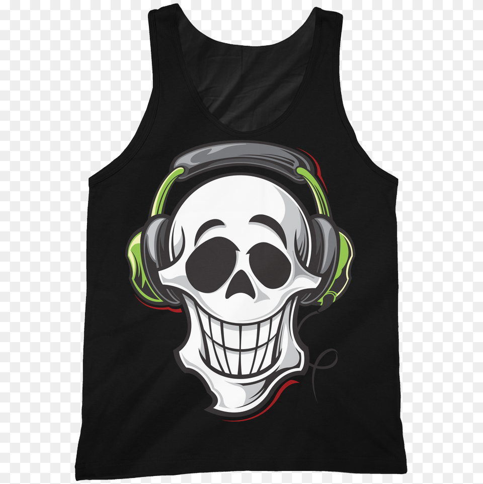 Transparent Skull With Headphones, Clothing, Tank Top, Face, Head Png