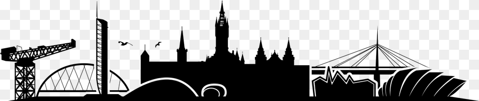Skyline Silhouette Glasgow City Outline, Gray Free Transparent Png