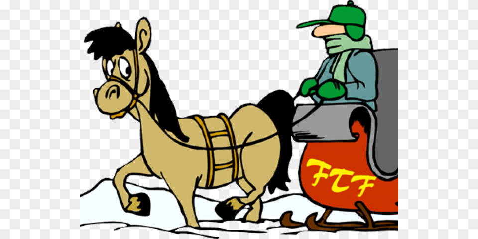 Transparent Sled Clipart Horse Drawn Cartoon Sleigh Ride, Baby, Person, Animal, Mammal Free Png