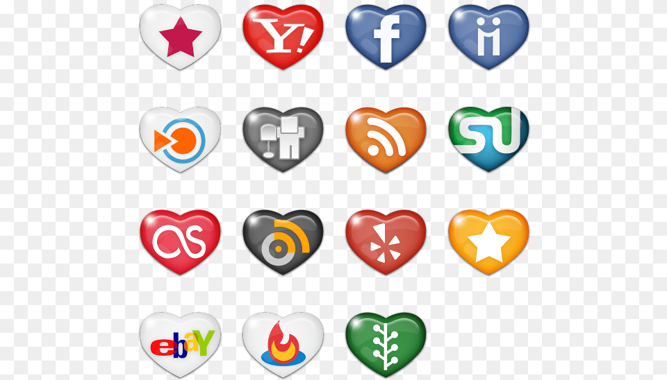 Transparent Social Media Icon Heart Shape Social Media Icons Png Image