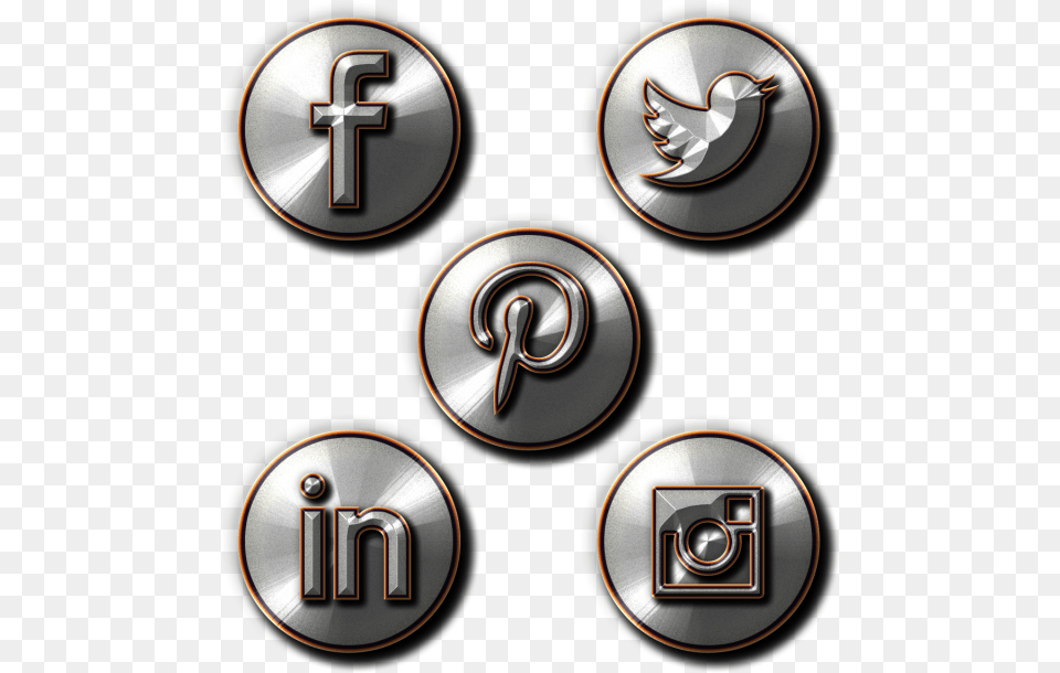Transparent Social Media Icons Vector Social Media Metal Icons, Disk, Symbol, Accessories, Cross Free Png Download