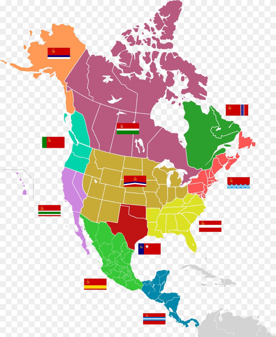 Transparent Soviet Flag Usa Canada And Mexico, Chart, Map, Plot, Atlas Png