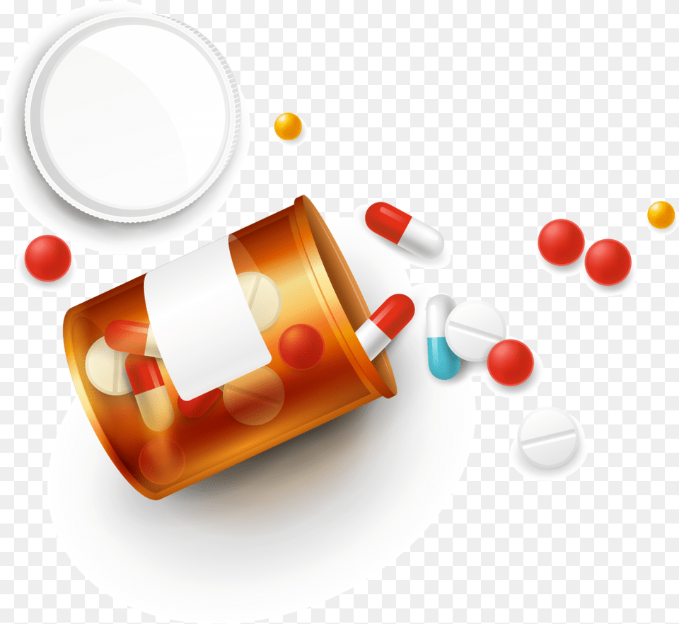 Transparent Spilled Pill Bottle Pharmaceutical Drug, Medication, Capsule, Dynamite, Weapon Png Image