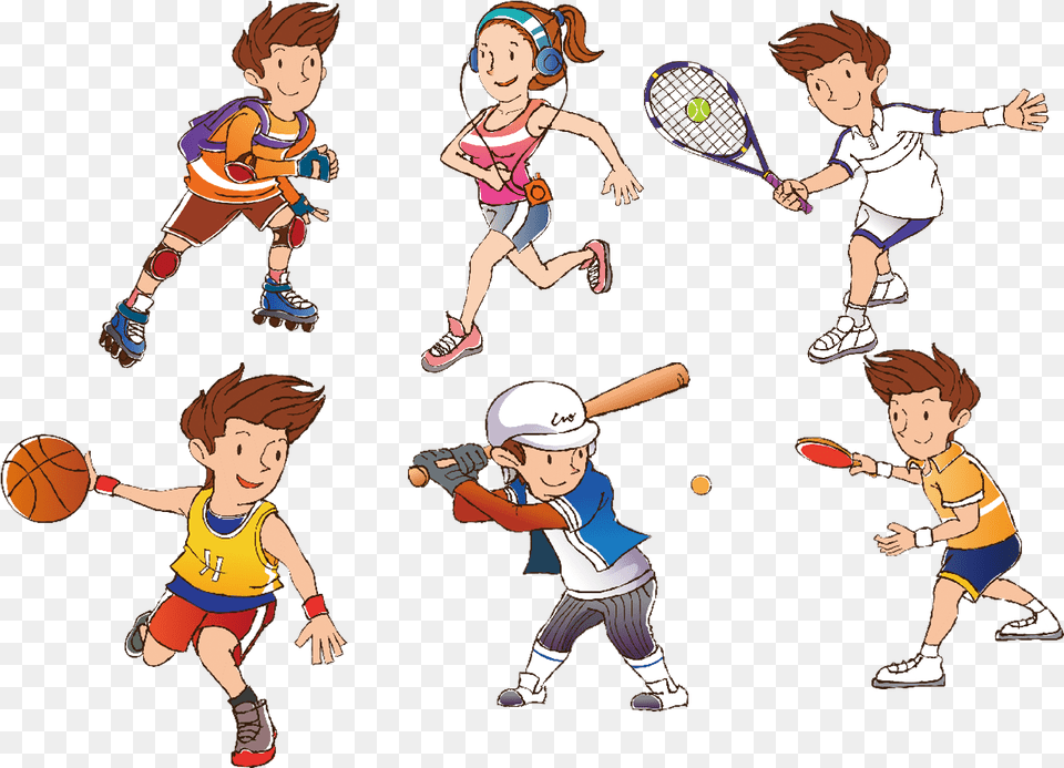Transparent Sports Clipart Baseball Player Cartoon, Baby, Male, Person, Child Png Image