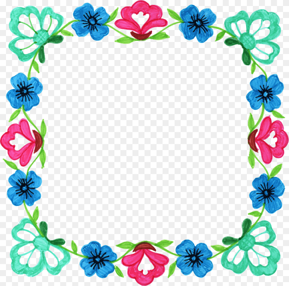 Transparent Square Frame Clipart Flower Frame Square, Pattern, Plant, Art, Floral Design Free Png Download