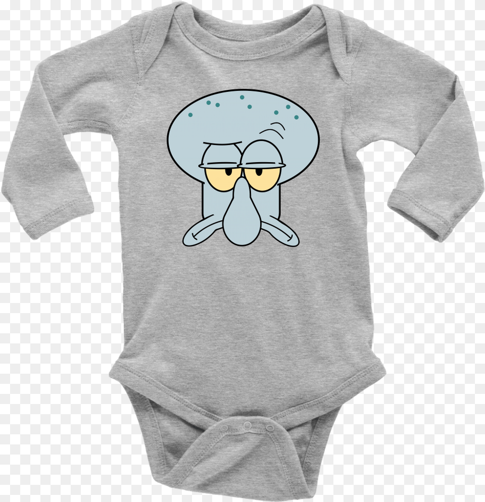 Squidward Face 1st Birthday Baby Shark Onesies, Clothing, Long Sleeve, Sleeve, T-shirt Free Transparent Png