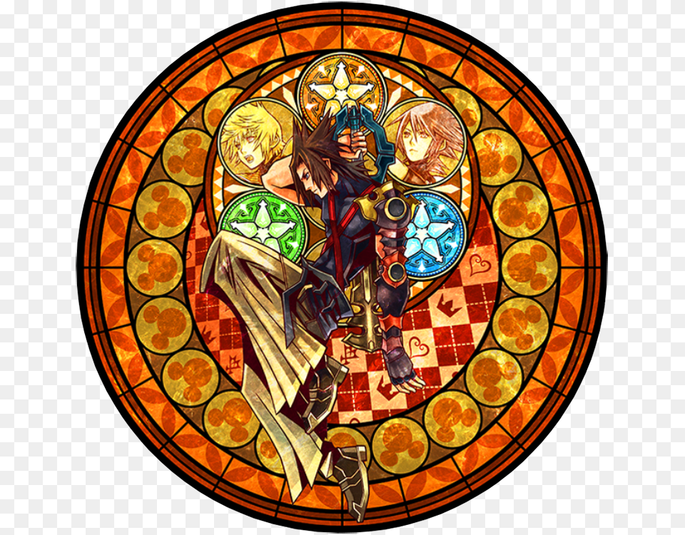 Transparent Stained Glass Window Kingdom Hearts Memorial Stained Glass Clock, Art, Person, Stained Glass, Face Free Png