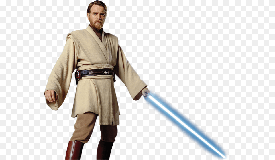 Transparent Star Wars Personajes Obi Wan Kenobi, Weapon, Sword, Person, Man Free Png Download