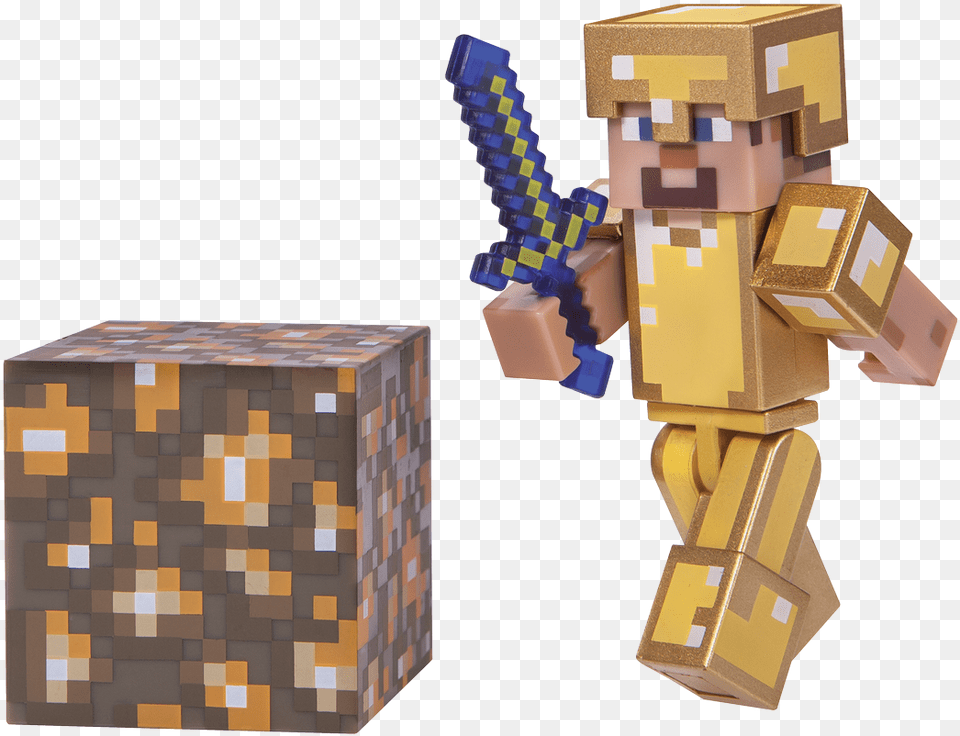 Transparent Steve Minecraft Clipart Minecraft Steve In Golden Armor, Toy, Person, Box Png Image